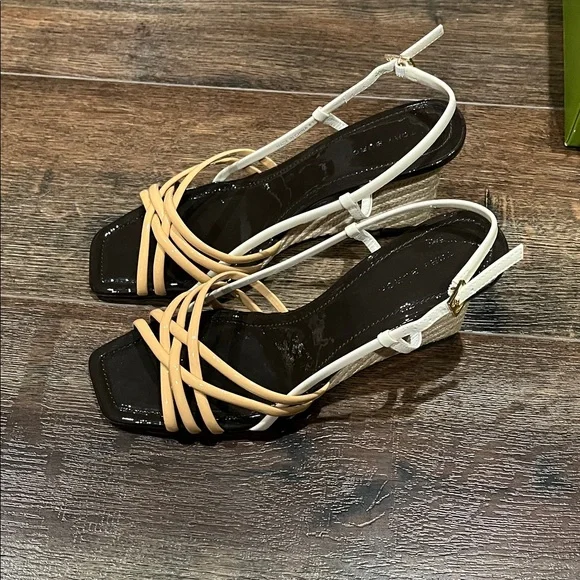 New Tory Burch Multi Strap 75MM Wedge Sand - Picture 6 of 7